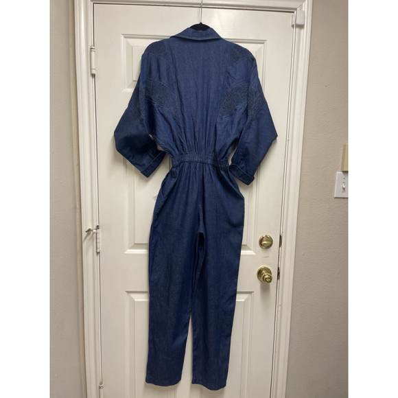 Saint Germain Jean Jumpsuit With Intricate Yoke Smocking, Zip Size M - Picture 7 of 9